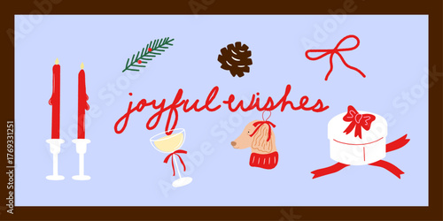 Festive Christmas Gift Ornaments and elements Vector Illustration.