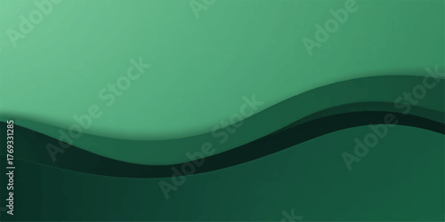 Abstract flowing waves of deep green and teal create a modern and organic background texture with subtle shadows