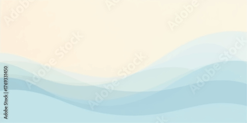 Soft pastel gradient waves of blue and cream create a serene and calming abstract background with a sense of gentle motion