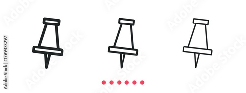 Push pin icon. Thin line icon vector