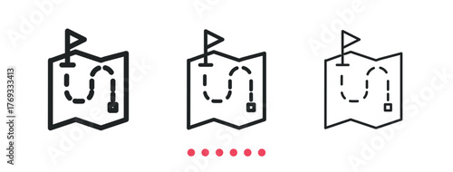 Route icon. Thin line icon vector