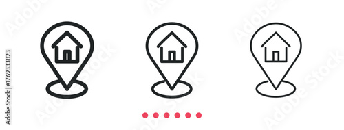 Home location icon. Thin line icon vector