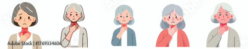 vector of a grandmother with a sore throat