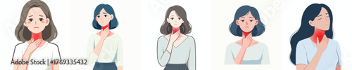 vector of a woman with a sore throat