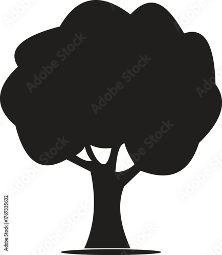 Monochrome Silhouette of a Large Tree