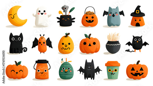 set of halloween pumpkins