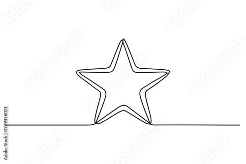 Continuous one line drawing of star minimalist outline vector illustration
