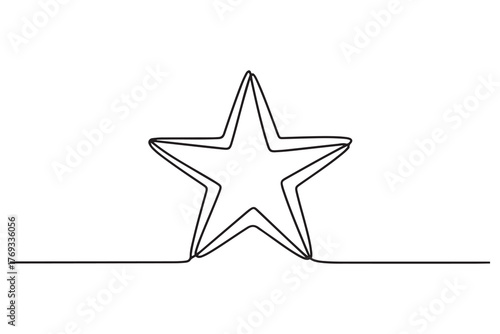 Continuous one line drawing of star minimalist outline vector illustration
