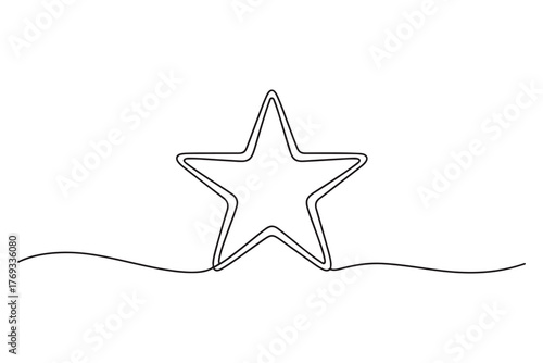 Continuous one line drawing of star minimalist outline vector illustration
