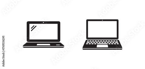 Minimalist laptop icon set, digital laptop devices icon, linear style for digital and print design, Vector illustration EPS 10.
