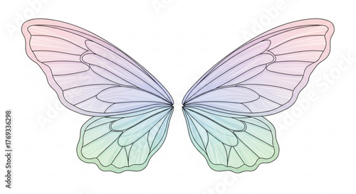 Pastel fairy wings, ethereal and delicate, perfect for fantasy designs, whimsical art, and magical illustrations
