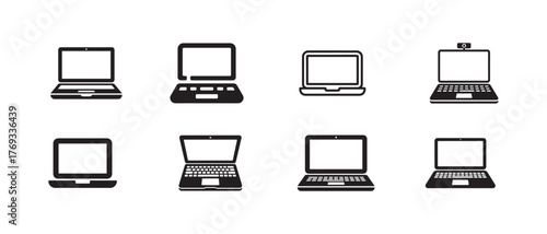 Collection of laptop icon, Laptop icons set, Laptop different style, Vector illustration EPS 10.
