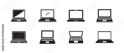 Digital laptop icon, laptop flat icon, Laptop icon silhouette, Vector illustration EPS 10.