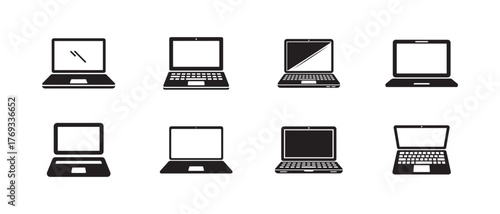 Digital laptop icon, laptop flat icon, Laptop icon silhouette, Vector illustration EPS 10.