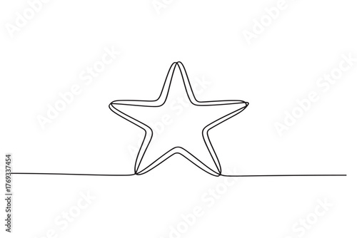 Continuous one line drawing of star minimalist outline vector illustration
