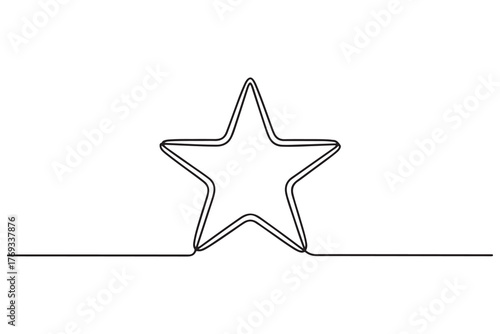 Continuous one line drawing of star minimalist outline vector illustration
