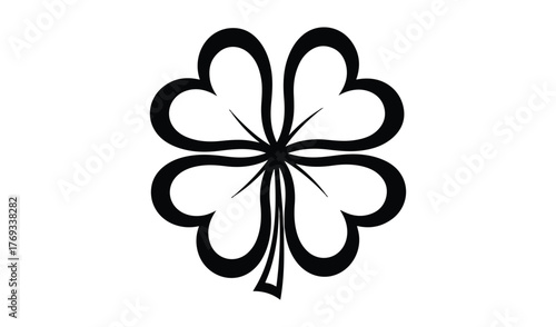 Stylized four leaf clover symbol with heart shaped petals