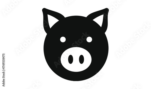 Simple black silhouette icon of a pig face with ears and snout
