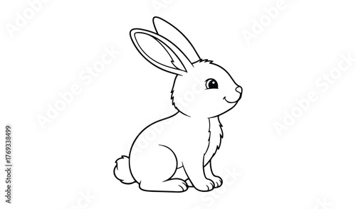 Cute outline drawing of a sitting rabbit with long ears
