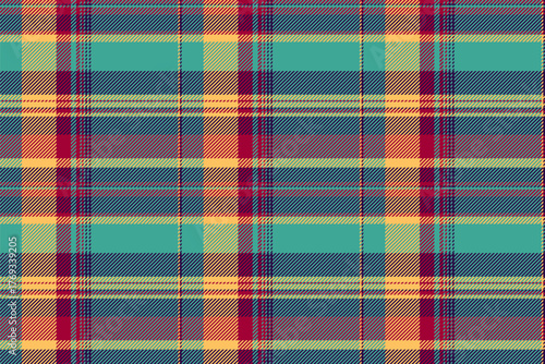Patterned fabric background plaid, official vector pattern textile. Online seamless texture check tartan in teal and dark colors.