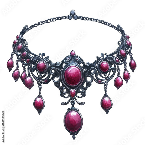 watercolor of Sorceress Choker, vector, isolated on a white background.