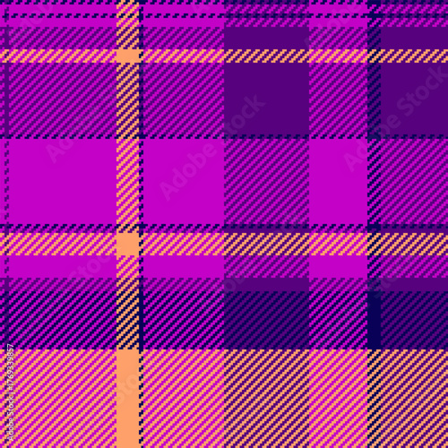 Vibrant plaid pattern with bold colors, pixelated texture. Great for backgrounds, fashion designs, and retro projects. A unique and eyecatching graphic element.