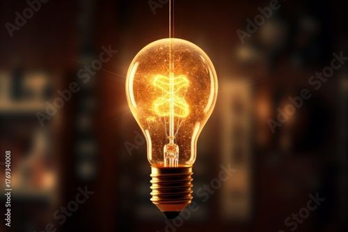 Glowing light bulb illuminating a dark background, symbolizing new ideas, creativity, and problem solving
