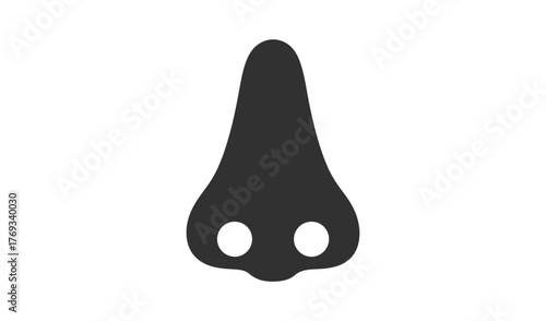 Simple black silhouette of a human nose with nostrils
