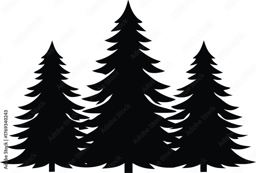 Obraz premium Coniferous forest silhouette. Outdoor nature and landscape vector symbol.