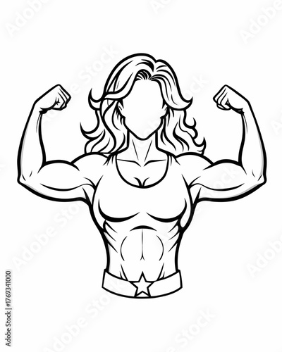Strong female silhouette showcasing muscular physique in empowering pose