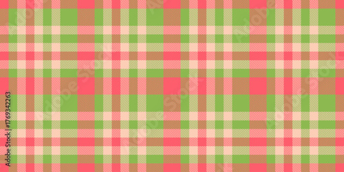 Fibrous pattern seamless tartan, material texture vector background. Open fabric check textile plaid in green and light colors.