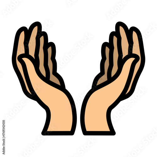 Open Hands Vector Filled Icon Design