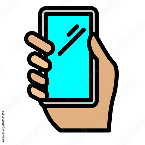 Hand Holding Phone Vector Filled Icon Design