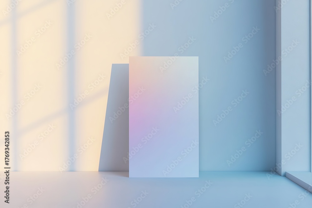 Obraz premium Blank canvas with gradient and window light casting shadow