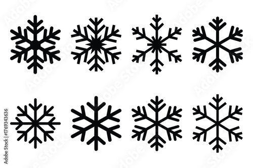 snowflake silhouette vector illustration icon set