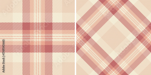 Vector pattern fabric of tartan check textile with a background texture plaid seamless. Set in food colors. Style inspiration for women.