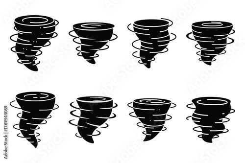 tornado silhouette vector illustration icon set