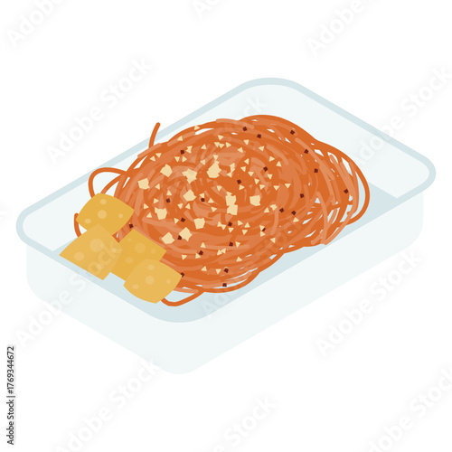 Vector illustration of Indonesian spicy soupless noodles
