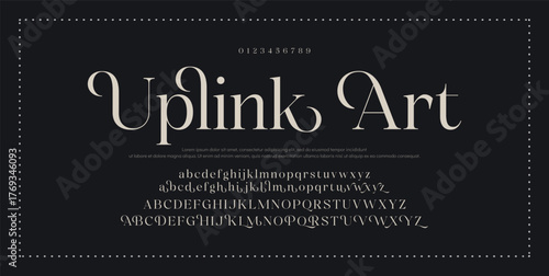 Classy elegant font, vintage type or luxury premium typeface, vector English royal alphabet. Classic typography in modern or old art deco style, serif letters for modern or retro poster font