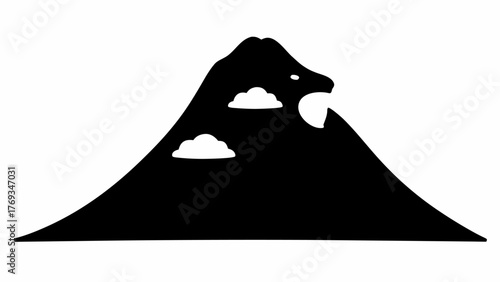 Striking mountain peak and white clouds, a nature icon perfect for graphic design projects and logo concepts