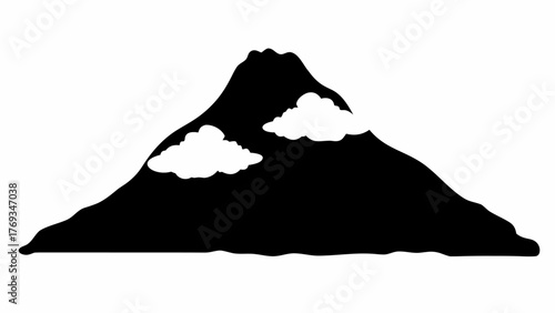 Serene mountain silhouette with clouds, evoking nature's beauty and minimalist design appeal