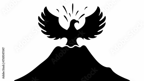 Majestic phoenix soars above mountain peak, a symbol of rebirth and powerful transformation