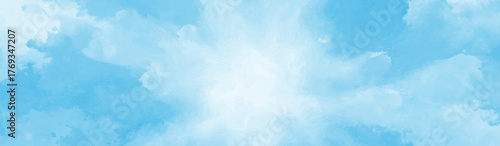 Bright painted sky blue watercolor background. Watercolor sky background pastel blue clouds. beautiful blue and white texture background.  Soft subtle gradient, soft focus , sky, gradient.  