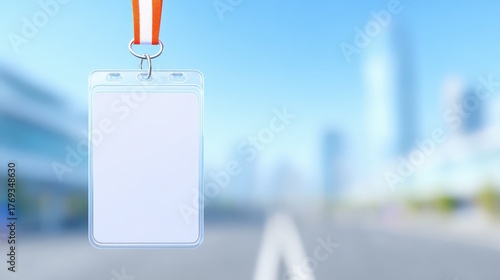 Blank id badge hangs on street sign lost id badge sways gently from street pole - lost id badge sways gently from street pole