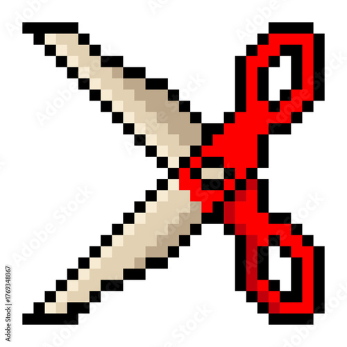 Scissors in pixel art style