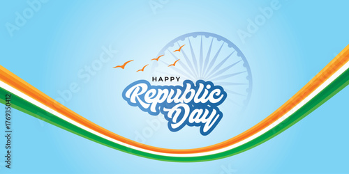 Background Vector illustration of Happy Republic Day Sale social media feed template
