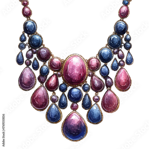 Royal Pendant, watercolor drawing vector, isolated on a white background.