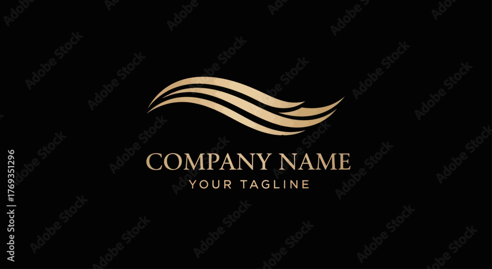 Fototapeta premium Elegant Golden Wave Logo Design for Company Branding.
