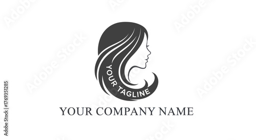Elegant Silhouette of a Woman with Flowing Hair for Beauty Brand.