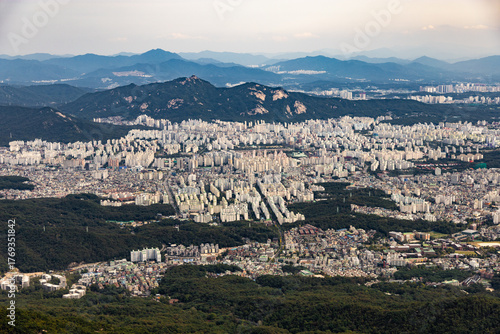 Photography panoramic view of the city of seoul korea